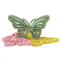 Itens Shaker borboleta de madeira decoração colorida polvilhada 4,5 × 3 cm 48 unidades
