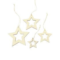 Estrelas de madeira decoração cabide estrela de madeira natural 6/8/10/12cm 16 peças