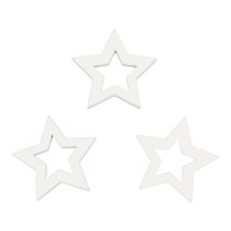 Decoração dispersa estrelas de Natal estrelas brancas de madeira Ø4cm 54 unidades