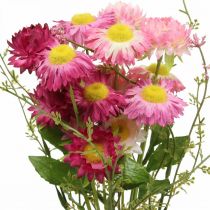 Itens Rhodanthe Rosa - Buquê de Flores Artificiais de Seda Rosa, 46cm
