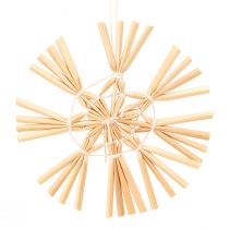 Itens Enfeites tradicionais de palha para árvore de Natal, ideais para decoração festiva.
