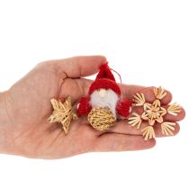 Itens Conjunto de enfeites de palha para árvore de Natal, figuras e estrelas de 6 cm, 30 peças