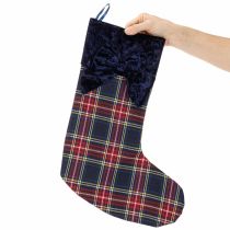 Itens Bota de Papai Noel xadrez com laço para pendurar, 43 cm, 2 peças
