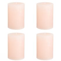 Itens Conjunto de 4 velas cilíndricas rosa, rosa claro, cor sólida, 70x100mm, ideais para a Páscoa e decoração de casamento.