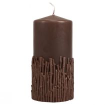 Vela pilar ramos decoração vela marrom escuro 150/70mm 1ud