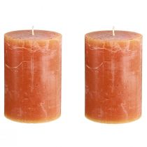 Itens Velas Pilar Laranja Escuro Sunset 85x120mm, 2 Unidades, Tingidas por Inteiro, Decoração e Ambiente Aconchegante