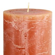 Itens Conjunto de 2 velas cilíndricas, laranja escuro, 85 x 150 mm, cor sólida, longa duração – velas decorativas para salas de estar, ocasiões festivas e ambientes românticos.