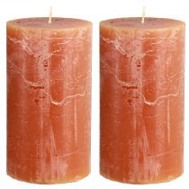 Itens Conjunto de 2 velas cilíndricas, laranja escuro, 85 x 150 mm, cor sólida, longa duração – velas decorativas para salas de estar, ocasiões festivas e ambientes românticos.