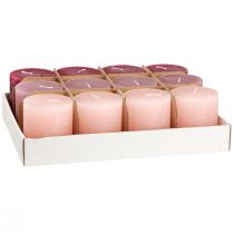 Itens Conjunto de 12 velas cilíndricas, cor sólida, tons de frutos silvestres, velas decorativas para decoração de casa, 70×80mm