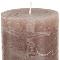 Itens Velas decorativas em formato de pilar, em três tons de marrom, cor sólida, 70x120mm, conjunto de 12 unidades para criar um ambiente aconchegante em casa.