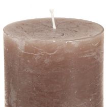 Itens Conjunto de 12 velas cilíndricas marrons, 70x80mm, tingidas por completo - Perfeitas para decoração, bem-estar e celebrações.