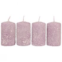 Velas pilares velas de Natal de inverno roxas 60×100mm 4 unidades