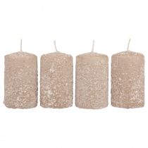 Velas pilares Velas de Natal bege 60×100mm 4 unidades