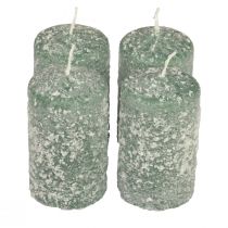 Itens Velas pilares velas de Natal de inverno verdes 60×100mm 4 unidades
