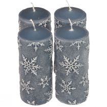 Itens Velas pilares velas azuis flocos de neve 150/65mm 4 unidades