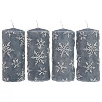 Itens Velas pilares velas azuis flocos de neve 150/65mm 4 unidades