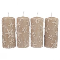 Itens Velas pilares velas bege flocos de neve 150/65mm 4 unidades