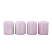 Velas pilares decoração de velas lilás com ranhuras 70/90mm 4 unidades
