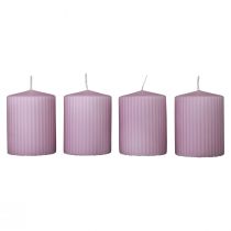 Itens Velas pilares decoração velas ranhuradas lilás 70/90mm 4 un