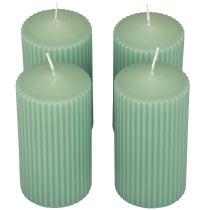 Itens Velas pilar velas ranhuradas verde esmeralda 70/130mm 4 unidades