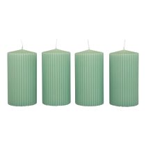 Velas pilar velas ranhuradas verde esmeralda 70/130mm 4 unidades
