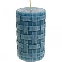 Velas pilares azuis, velas de cera Rústicas, velas com padrão trançado 110/65 2 unidades