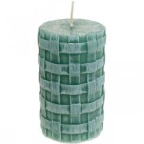 Velas com padrão trançado, velas pilares verdes rústicos, decoração de velas 110/65 2 unidades