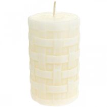 Velas rústicas, velas de cera branca, velas de pilar padrão de cesta 110/65 2 peças