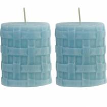 Itens Velas de coluna Rústico 80/65 vela azul claro decoração vela 2 unidades