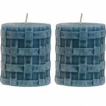 Itens Velas pilares azuis rústicos 80/65 velas rústicas 2pcs