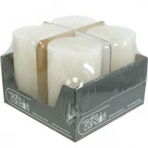 Itens Conjunto de 4 velas rústicas em formato de pilar, cor creme, 70x110 mm, tingidas por inteiro, autoextinguíveis - Ideais para o Advento e decoração festiva.