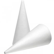 Itens Cone de isopor branco 26cm x12cm 5uds