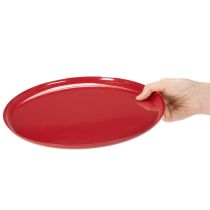 Itens Bandeja decorativa vermelha com design minimalista de 27 cm.