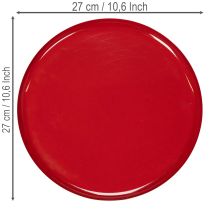 Itens Bandeja decorativa vermelha com design minimalista de 27 cm.