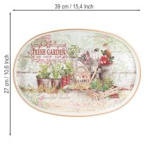 Itens Bandeja oval com alça Fresh Garden Vintage 39x27x3,5cm