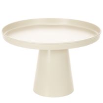 Itens Bandeja decorativa redonda na cor creme, 30 cm, com suporte para decoração de mesa.