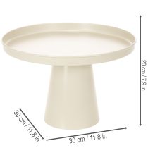 Itens Bandeja decorativa redonda na cor creme, 30 cm, com suporte para decoração de mesa.