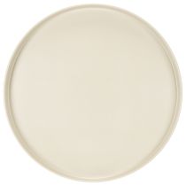 Itens Bandeja decorativa redonda na cor creme, 30 cm, com suporte para decoração de mesa.