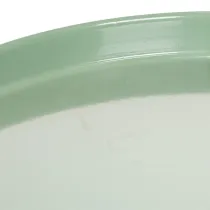 Itens Prato decorativo redondo verde com suporte para arranjo de mesa, 30 cm