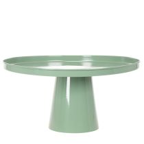 Itens Mesa decorativa redonda de metal verde, com 40 cm de diâmetro e borda alta.