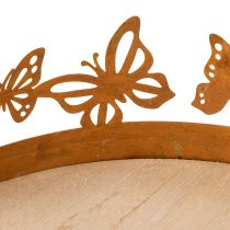 Itens Bandeja com borboletas, primavera, decoração de mesa, decoração em metal, acabamento enferrujado, Ø20cm A6,5cm