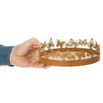 Itens Bandeja com borboletas, primavera, decoração de mesa, decoração em metal, acabamento enferrujado, Ø20cm A6,5cm