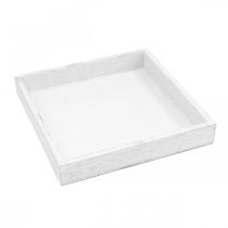 Itens Bandeja decorativa branca quadrada madeira vintage 19×19cm 2 peças