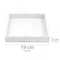 Itens Bandeja decorativa branca quadrada madeira vintage 19×19cm 2 peças