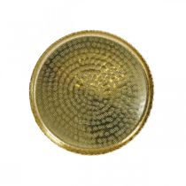 Bandeja óptica orientada, placa decorativa dourada, decoração de metal Ø18,5cm