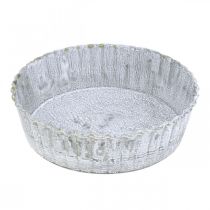 Prato de metal em forma de biscoito, bandeja decorativa redonda, decoração de mesa branco lavado Ø14cm A4cm