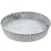 Prato decorativo forma de bolo, decoração de metal, bandeja de velas redonda, caiado de branco Ø21,5cm Alt 4,5cm