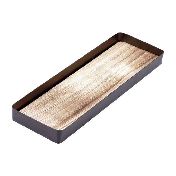 Itens Bandeja decorativa metal madeira bandeja metálica base madeira 34,5×11×3cm