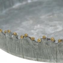 Bandeja decorativa metal, enfeite de mesa, prato para decorar prata/dourado Ø18,5cm A2cm