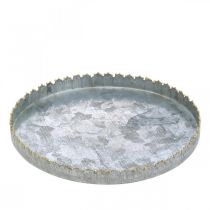 Bandeja decorativa metal, enfeite de mesa, prato para decorar prata/dourado Ø18,5cm A2cm